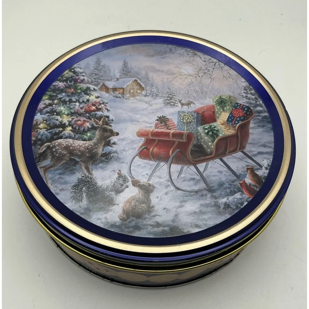 Original Gourmet‎ Food Company, Mini Holiday Cookie Tin, Sleigh & Animals